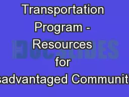 Active Transportation Program - Resources for Disadvantaged Communities