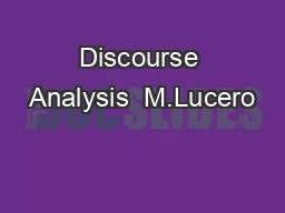 Discourse Analysis  M.Lucero