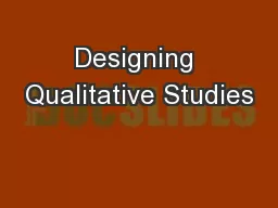 Designing Qualitative Studies