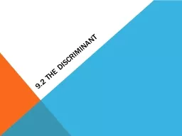 9.2 The discriminant The number