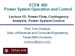 ECEN 460  Power System Operation and Control
