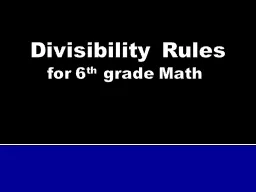Divisibility Rules  for 6