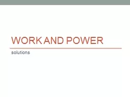 Work and Power  solutions