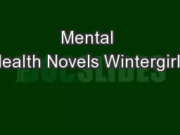 Mental Health Novels Wintergirls