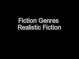 Fiction Genres Realistic Fiction