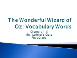 The Wonderful Wizard of Oz: Vocabulary Words