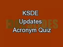 KSDE Updates Acronym Quiz