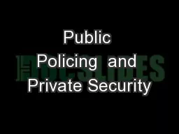 Public Policing  and Private Security