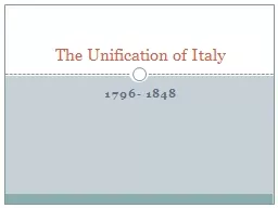 1796- 1848 The Unification of Italy