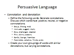 Persuasive Language Connotation and denotation