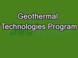 Geothermal Technologies Program