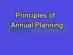 Principles of Annual Planning