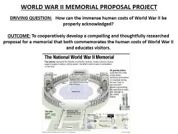 WORLD WAR  II MEMORIAL  PROPOSAL PROJECT