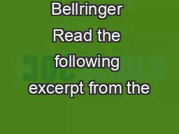 Bellringer Read the following excerpt from the
