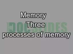 Memory   Three processes of memory