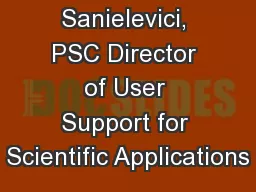 Sergiu Sanielevici, PSC Director of User Support for Scientific Applications