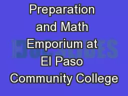 Placement Preparation and Math Emporium at El Paso Community College