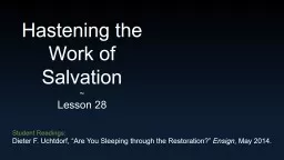 Hastening the Work of Salvation