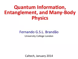 Quantum Information, Entanglement, and Many-Body Physics
