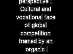 The context perspective : Cultural and vocational face of global competition framed by