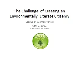 The Challenge of Creating an Environmentally Literate Citizenry