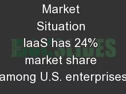 Market Situation IaaS has 24% market share among U.S. enterprises