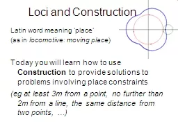 Loci and Construction Latin word meaning ‘place’