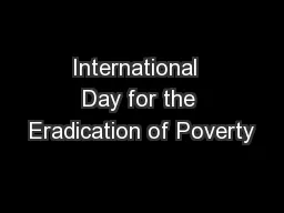International  Day for the Eradication of Poverty