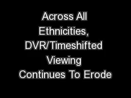 Across All Ethnicities, DVR/Timeshifted Viewing Continues To Erode