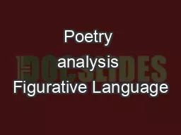 Poetry analysis Figurative Language