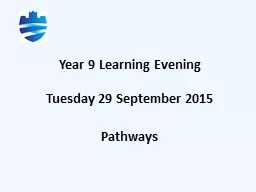 Year 9 Learning Evening Tuesday 29 September 2015