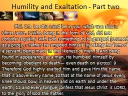 Humility and  Exaltation - Part