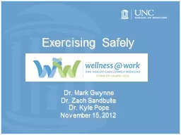 Exercising Safely Dr. Mark Gwynne