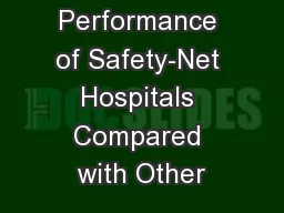 Financial Performance of Safety-Net Hospitals Compared with Other