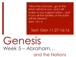Genesis Week 5 – Abraham…