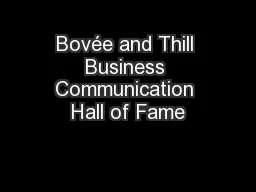 Bovée and Thill Business Communication Hall of Fame