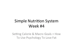 Simple Nutrition System