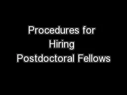 Procedures for Hiring Postdoctoral Fellows