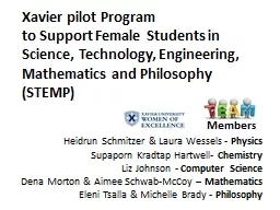Xavier pilot Program  to Support Female Students in Science, Technology, Engineering,