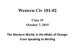 Western Civ 101-02 Class 19