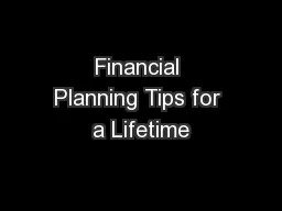 Financial Planning Tips for a Lifetime