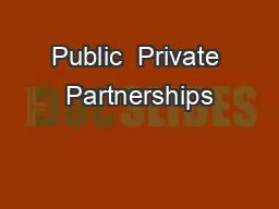 Public  Private  Partnerships & Innovative Finance