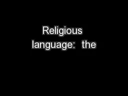 Religious language:  the
