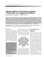 ARTICLE Infective Agents in Fixed Human Cadavers Brief