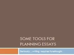 Some Tools for Planning Essays