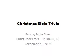 Christmas Bible Trivia Sunday Bible Class