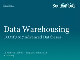 Data Warehousing COMP3017 Advanced Databases