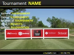 Tournament   NAME Name of