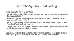 Portfolio System: Goal Setting