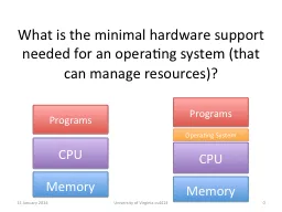 What is the minimal hardware support needed for an operating system (that can manage resources)?